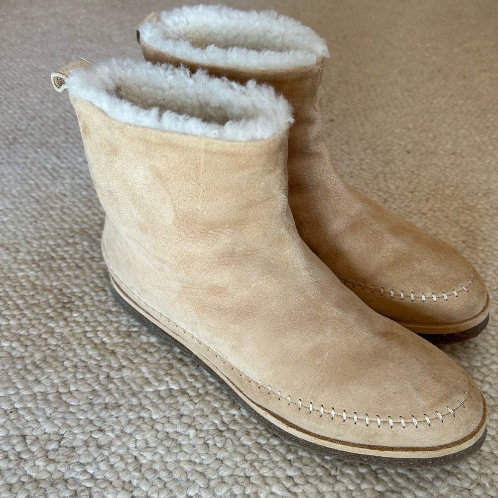 Jenni Kayne Suede Moc Shearling Ankle Boot Size 39